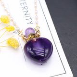 Amethyst Quartz Stone Perfume Bottle Pendant Necklace