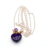 Amethyst Quartz Stone Perfume Bottle Pendant Necklace
