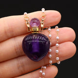 Amethyst Quartz Stone Perfume Bottle Pendant Necklace