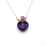 Amethyst Quartz Stone Perfume Bottle Pendant Necklace