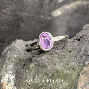 Natural Amethyst Ring Adjustable Heart Ring Jewelry for Women Gift