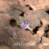 Natural Amethyst Ring Adjustable Heart Ring Jewelry for Women Gift