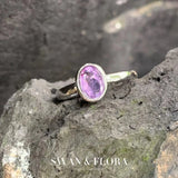 Natural Amethyst Ring Adjustable Heart Ring Jewelry for Women Gift