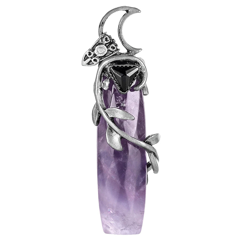 Amethyst Rose Quartz Leaf Pendant Charms for Jewelry Making
