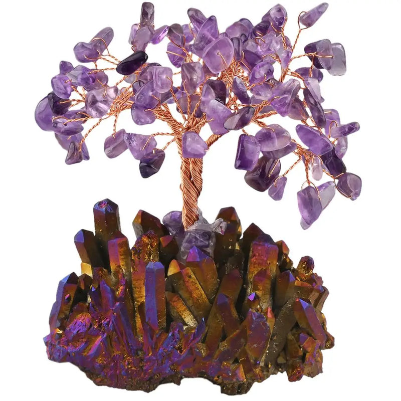 Natural Amethyst Rose Quartz Money Tree Rough Quartz Base DIY Gift