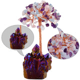 Natural Amethyst Rose Quartz Money Tree Rough Quartz Base DIY Gift