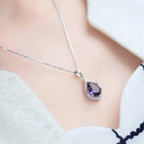 Natural Amethyst S925 Silver Necklace Female Pendants Clavicle Chain