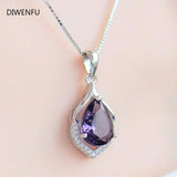 Natural Amethyst S925 Silver Necklace Female Pendants Clavicle Chain