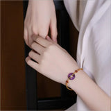 Vintage Amethyst Safety Buckle Bracelet S925 Sterling Silver