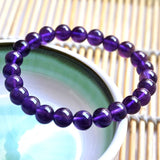 Natural Amethyst Single Circle Bracelet Violet Crystal Men Women