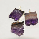 Amethyst Slice Purple Crystal Stone Geode Druzy Pendant