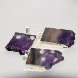 Amethyst Slice Purple Crystal Stone Geode Druzy Pendant