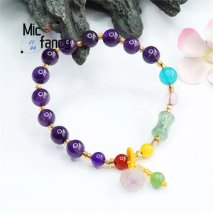 Natural Amethyst Small Waist Tassel Bracelet Sweet Charm Craft Gift