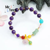 Natural Amethyst Small Waist Tassel Bracelet Sweet Charm Craft Gift