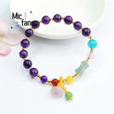 Natural Amethyst Small Waist Tassel Bracelet Sweet Charm Craft Gift