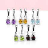 Amethyst Silver Drop Earrings - Purple Crystal Romantic Style