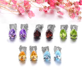 Amethyst Sterling Silver Stud Earring 1.2 Carats Purple Crystal S925