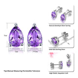 Amethyst Sterling Silver Stud Earring 1.2 Carats Purple Crystal S925