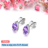 Amethyst Sterling Silver Stud Earring 1.2 Carats Purple Crystal S925
