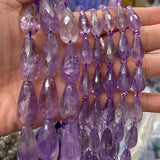 Natural Amethyst Stone Beads 15'' Faceted Drop Purple DIY Loose Beads