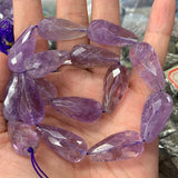 Natural Amethyst Stone Beads 15'' Faceted Drop Purple DIY Loose Beads