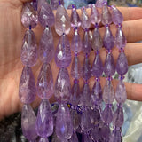 Natural Amethyst Stone Beads 15'' Faceted Drop Purple DIY Loose Beads