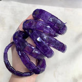 Natural Amethyst Stone Beads Bracelet Gemstone Jewelry Bangle Gift