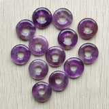 Amethyst Stone Donut Pendants Beads 18mm 12pcs