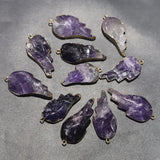 Amethyst Stone Leaf Pendant Necklaces Reiki Charms Jewelry 6Pcs