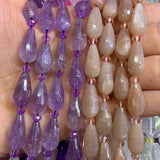 Natural Amethyst Sunstone Stone Beads 15'' Faceted Drop DIY Loose Beads