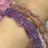 Natural Amethyst Sunstone Stone Beads 15'' Faceted Drop DIY Loose Beads