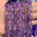 Natural Amethyst Sunstone Stone Beads 15'' Faceted Drop DIY Loose Beads