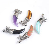 Amethyst Tigers Eye Opal Stone Wolf Tooth Pendant 5Pcs/Lot