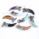 Amethyst Tigers Eye Opal Stone Wolf Tooth Pendant 5Pcs/Lot