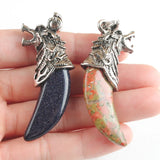 Amethyst Tigers Eye Stone Wolf Tooth Shape Pendant
