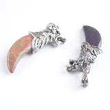 Amethyst Tigers Eye Stone Wolf Tooth Shape Pendant