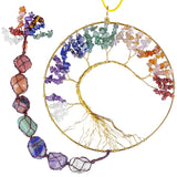 Amethyst Tree Of Life Wind Chimes 7 Chakra Crystal Stone Wall Hanging