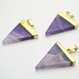 Amethyst Triangle Stone Pendant - Natural Crystal Jewelry