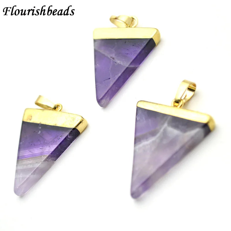 Amethyst Triangle Stone Pendant - Natural Crystal Jewelry