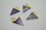 Amethyst Triangle Stone Pendant - Natural Crystal Jewelry