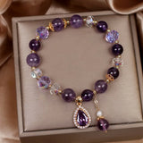 Natural Amethyst Water Drop Bracelet Energy Healing Jewelry