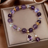 Natural Amethyst Water Drop Bracelet Energy Healing Jewelry
