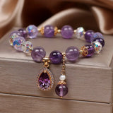 Natural Amethyst Water Drop Bracelet Energy Healing Jewelry