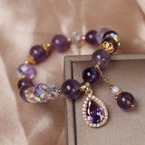 Natural Amethyst Water Drop Bracelet Energy Healing Jewelry