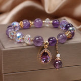 Natural Amethyst Water Drop Bracelet Energy Healing Jewelry