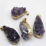 Amethyst Water Droplet Pendant Geode Orgone Stone Purple Gravel