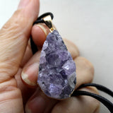Amethyst Water Droplet Pendant Geode Orgone Stone Purple Gravel