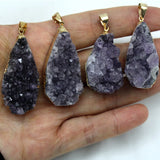 Amethyst Water Droplet Pendant Geode Orgone Stone Purple Gravel