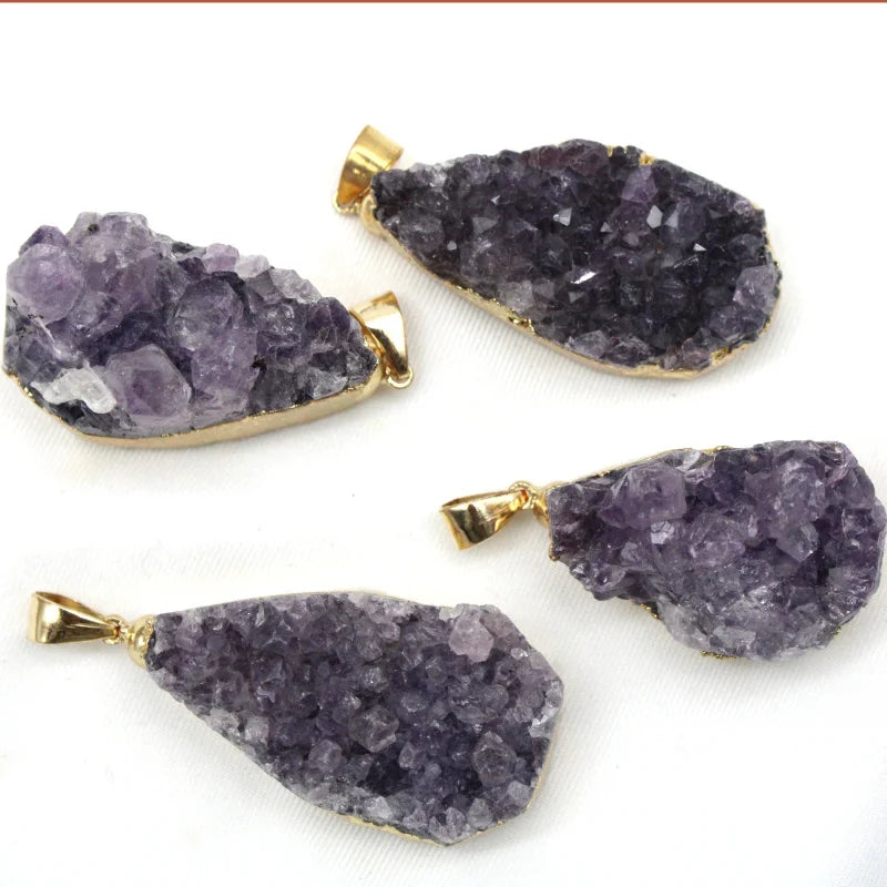 Amethyst Water Droplet Pendant Geode Orgone Stone Purple Gravel