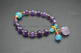 Amethyst & Amazonite Round Beads Rough Nugget Stone Bracelets